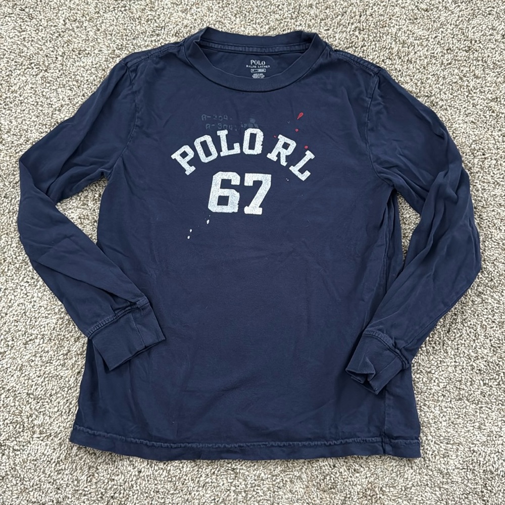 100% cotton boys Polo Ralph Lauren paint splatter long sleeve tee